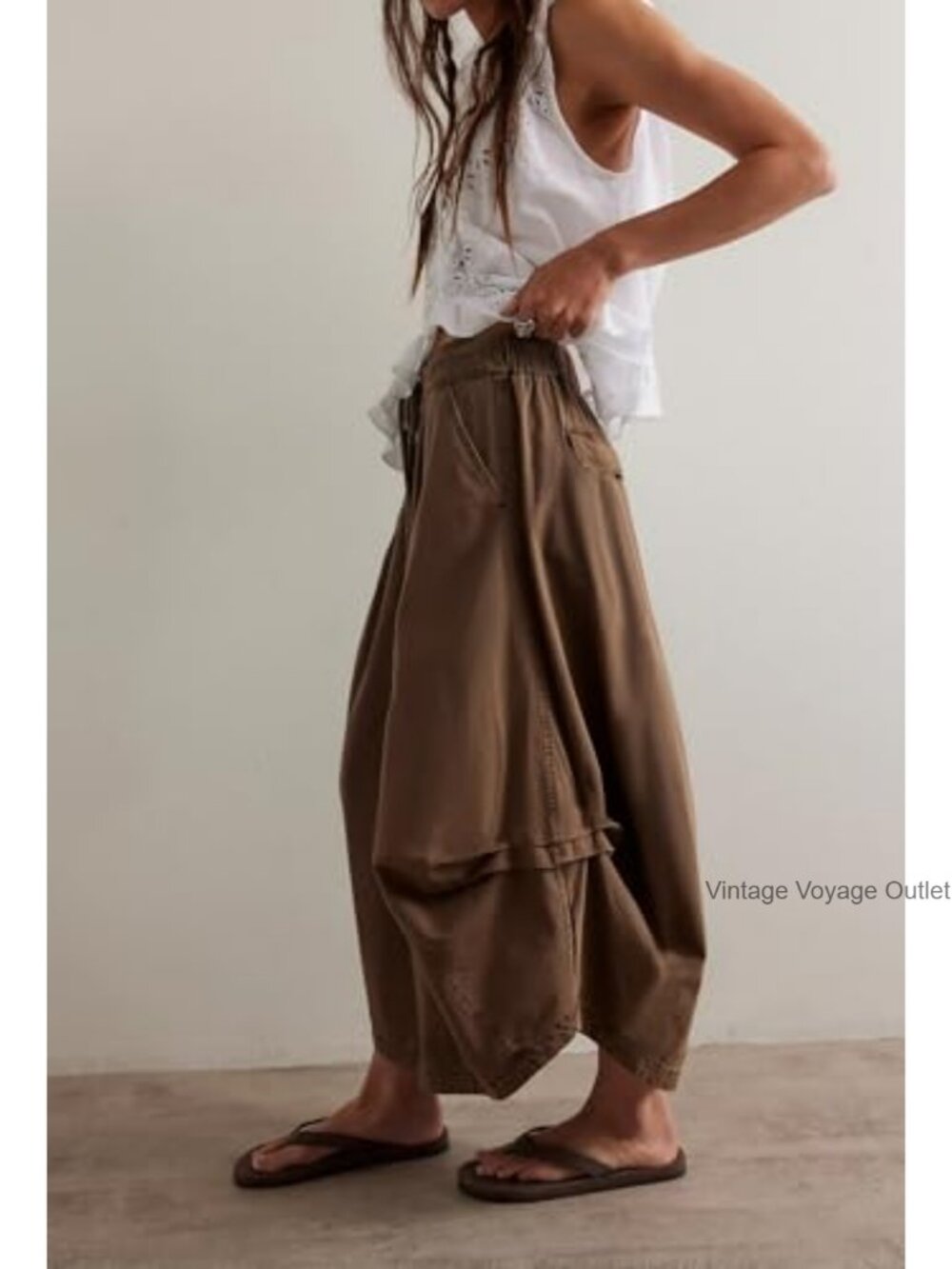 Women Poplin Parachute Midi Skirt Baggy Y2K Cargo Streetwear - Picture 2 of 5